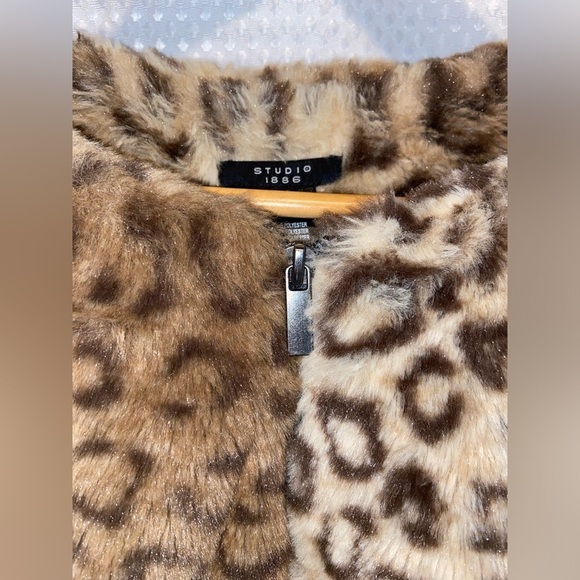 Women’s STUDIO 1886 cheetah print faux Fur zipped Jacket size medium (8-10) - Picture 7 of 14